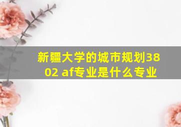 新疆大学的城市规划3802 af专业是什么专业